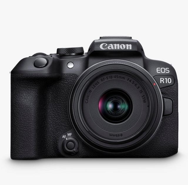 Canon - EOS R10 Compact System Camera with RF-S 18-45mm Zoom Lens, 4K Ultra HD, 24.2MP, Wi-Fi, Bluetooth, OLED EVF, 3" Vari-Angle Touch Screen, Black