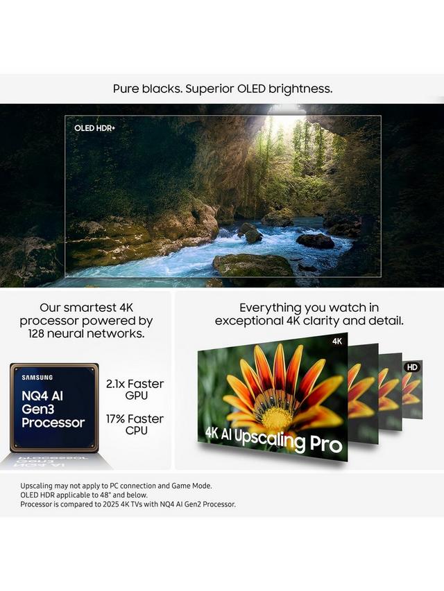 Samsung - QE65S90F (2025) OLED HDR 4K Ultra HD Smart AI TV, 65 inch with Dolby Atmos, Black - Image 2