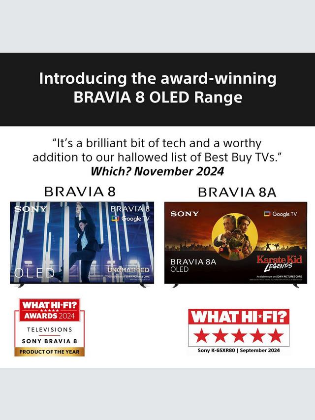 Sony - Bravia 8A K55XR8AB (2025) OLED HDR 4K Ultra HD Smart Google TV, 55 inch with Dolby Atmos, Dark Silver - Image 6