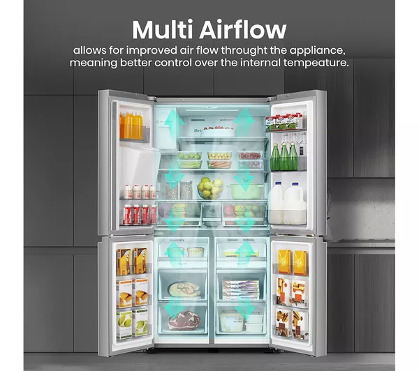 HISENSE PureFlat RQ760N4SASE American-Style Smart Fridge Freezer - Stainless Steel - Image 4