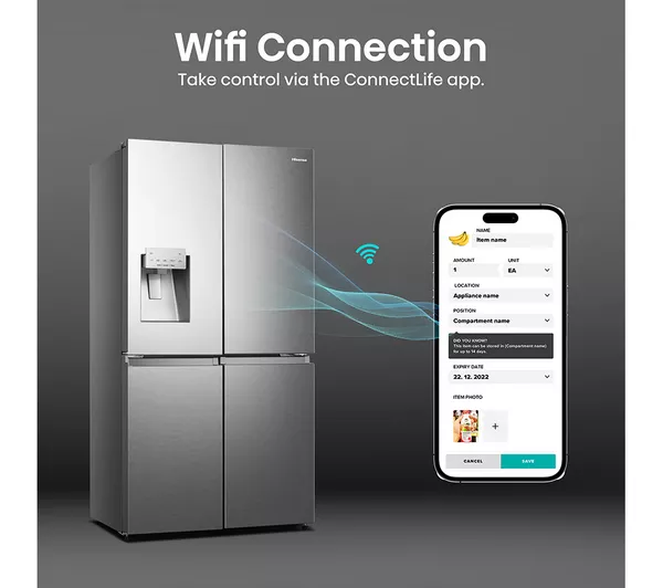 HISENSE PureFlat RQ760N4SASE American-Style Smart Fridge Freezer - Stainless Steel - Image 5